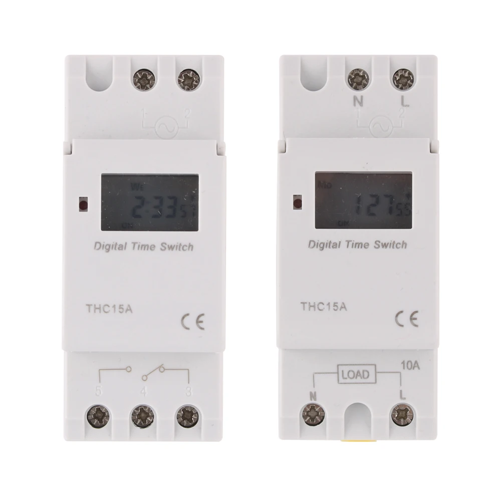 1pc Electronic Weekly 7 Days Programmable Digital Timer Switch Relay Control 220V 230V 10A Din Rail THC15A 2