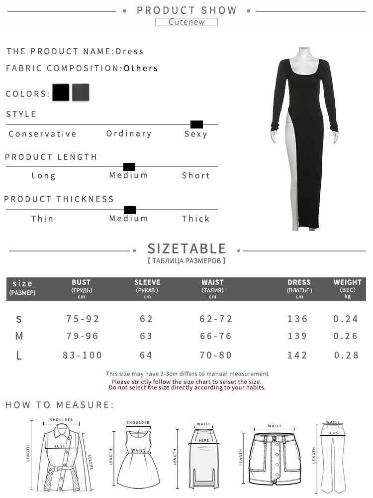 Solid Super Long Tops Women Casual Fashion Full Sleeve Square Neck Splited Skinny Tees Solid Concise Female Classic Wear