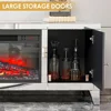 Fireplace TV Stand 59" with Storage Mirrored Silver TV Stand for 65 Inch TVs for Living Room Tall Entertainment Center TV Stands 5