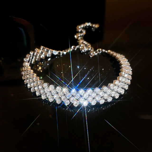 Luxury Rhinestone Pull-out Bracelet for Women Fashion Adjustable
