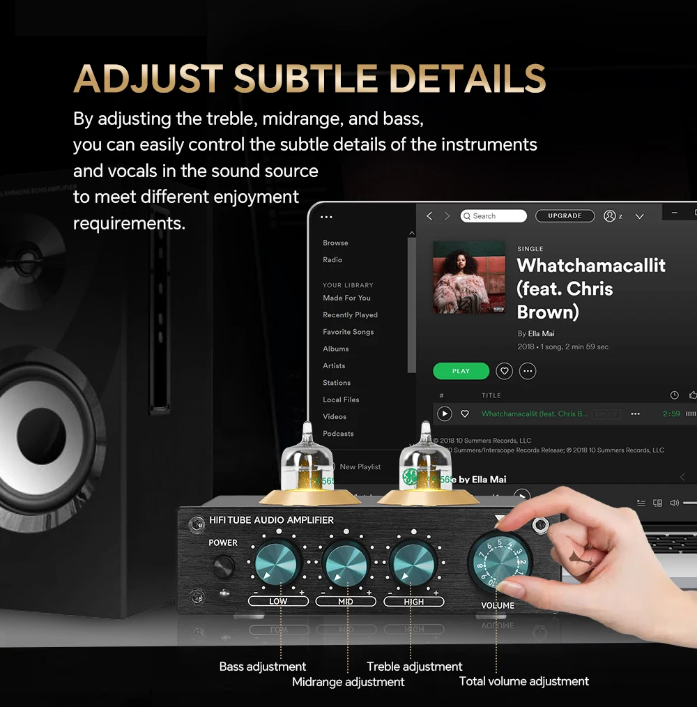 HiFi Audio Preamplifier Vacuum Tube Amplifier For Natural Sound Buffer Treble Bass Adjustment Preamp Amplifier