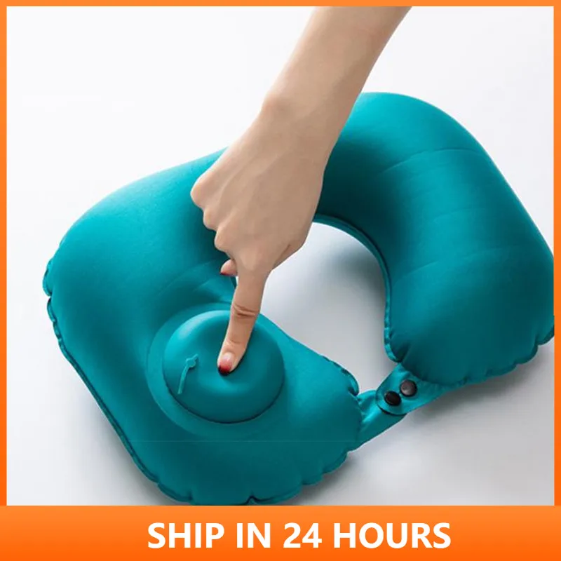 UShape Travel Pillow Automatic Air Inflatable Airplane Car Pillows