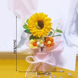 Elegant Knitted Flower Bouquet with Crochet Roses - Perfect Gift (Sunflower)