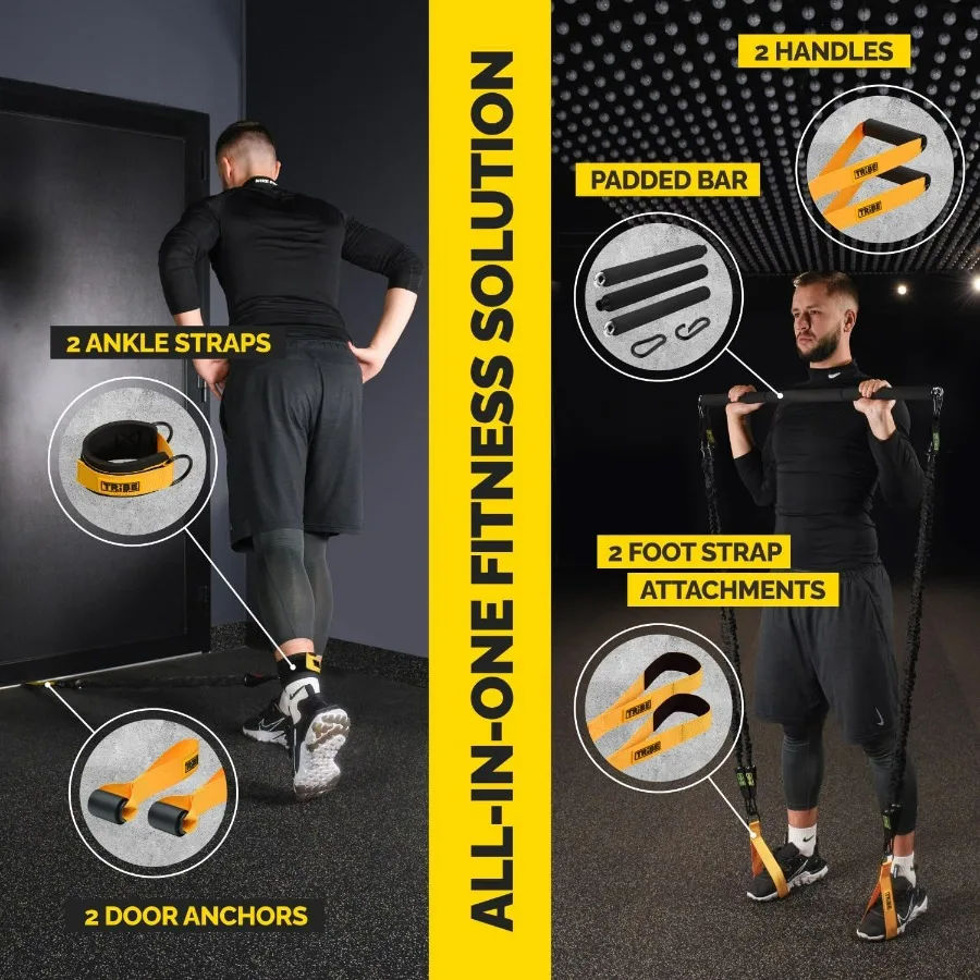 Tube Resistance Bands for Working Out Men and Women - Exercise Bands Resistance Bands Set, Resistance Band Bar, Handles, Ankle S