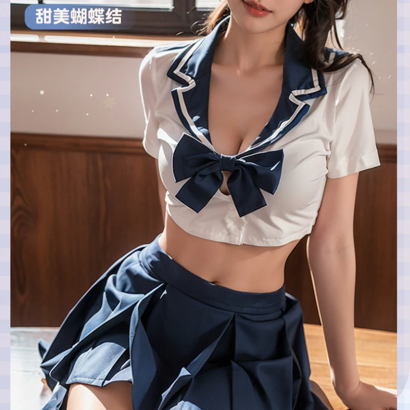 Japanese Roleplay Student Uniform Women Sexy Lingerie Pleated Skirt Outfits School Girl Cosplay Costumes Erotic Panty Underwear