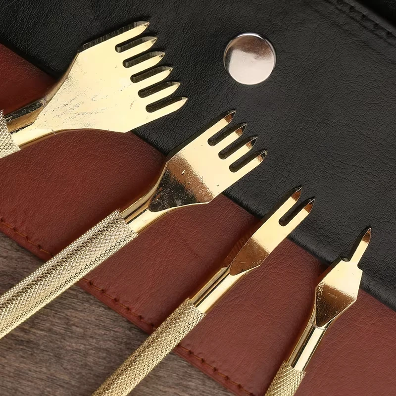 Leather Punch Tool 3/4/5/6mm Spacing Punch Set for Leather Hole Punches Lacing Stitching Sewing DIY Leather Craft 1/2/4/6 Prong