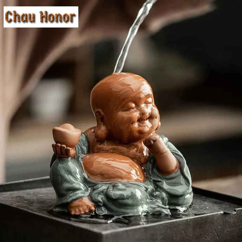 Ceramic Maitreya Buddha Statue Maitreya Buddha Tea Pet Teahouse Ornaments Ceramic Home Decor Sculpture Tea Ceremony Accessories