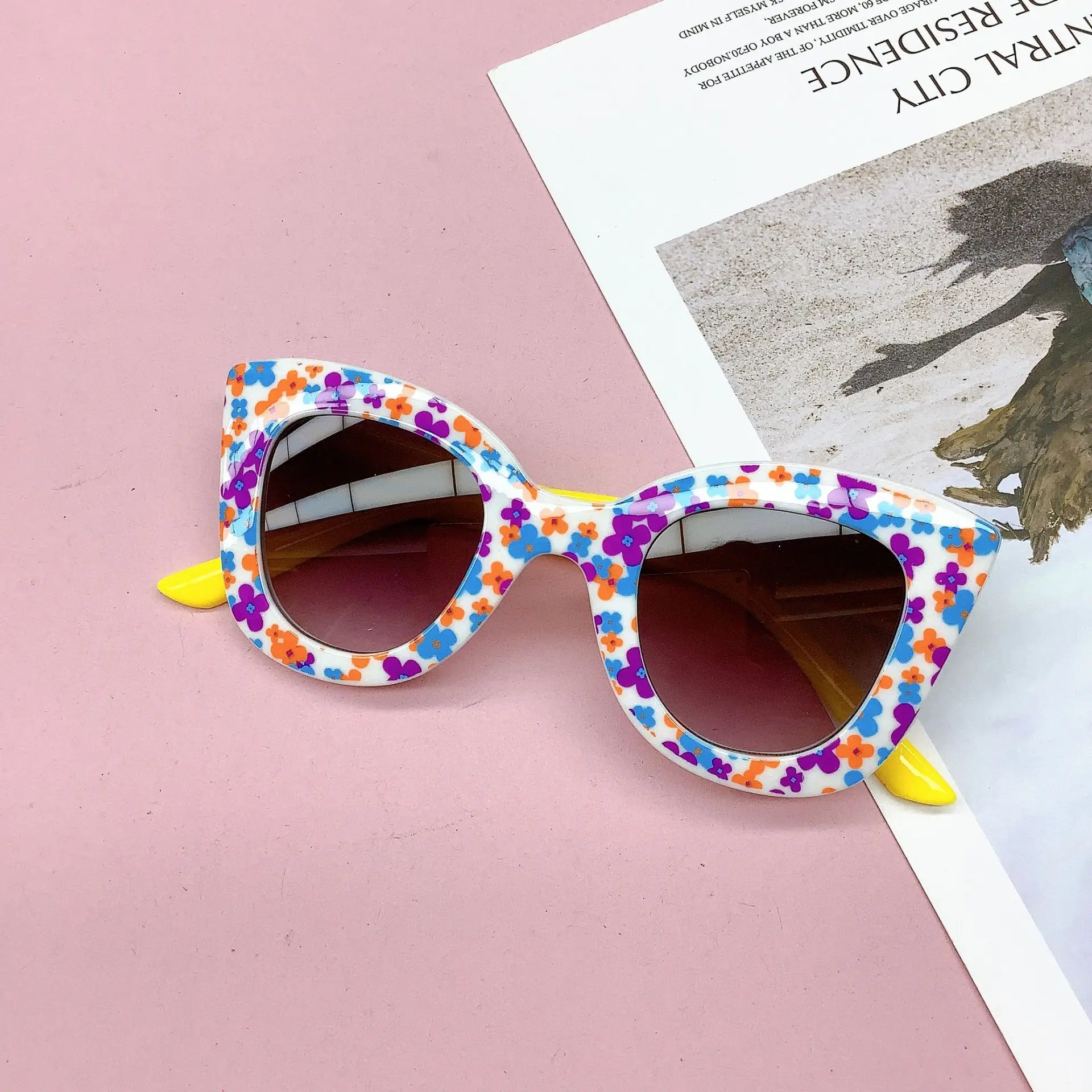Fashionable New Travel Bag Flower Children's Sunglasses Anti UV Baby Boys And Girls Eye Protection Glasses 6