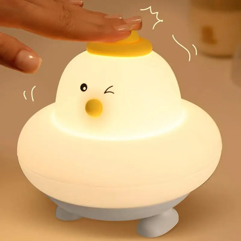 

Clapping Light Cartoon Cute Cute Lamp Usb Charge Soft Chicken Shape Gifts Led Night Light Creative Decor Bedroom Kids Baby Toy