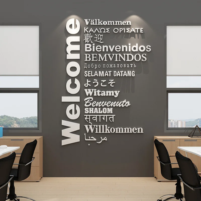 

WS179 Creative welcome language English office text wall sticker real estate intermediary travel company wall decoration