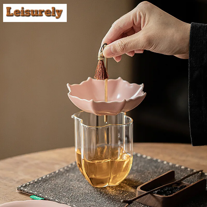 Creative Ru Kiln Spin Umbrella Tea Filter Group Tea Making Tool Ice Cracked Glaze Tea Pet Play Household Kung Fu Set Accessories