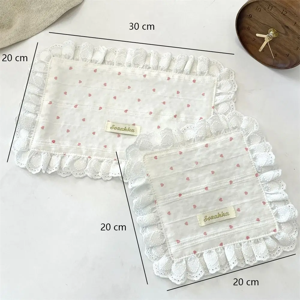 New Soft Lace Placemats Heart Flounced Table Cotton Napkins Square Cup Mat Table Decor