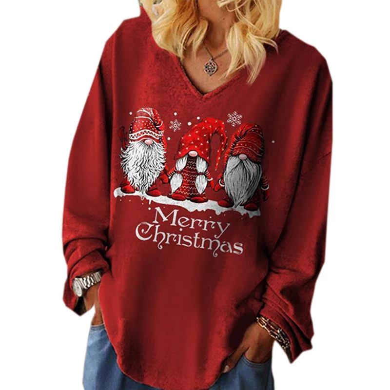 Harajuku Streetwear Women's Shirts Christmas Autumn Fashion Chic Oversize Sweatshirt Pullovers Long Sleeve Top Loose Clothes Y2K