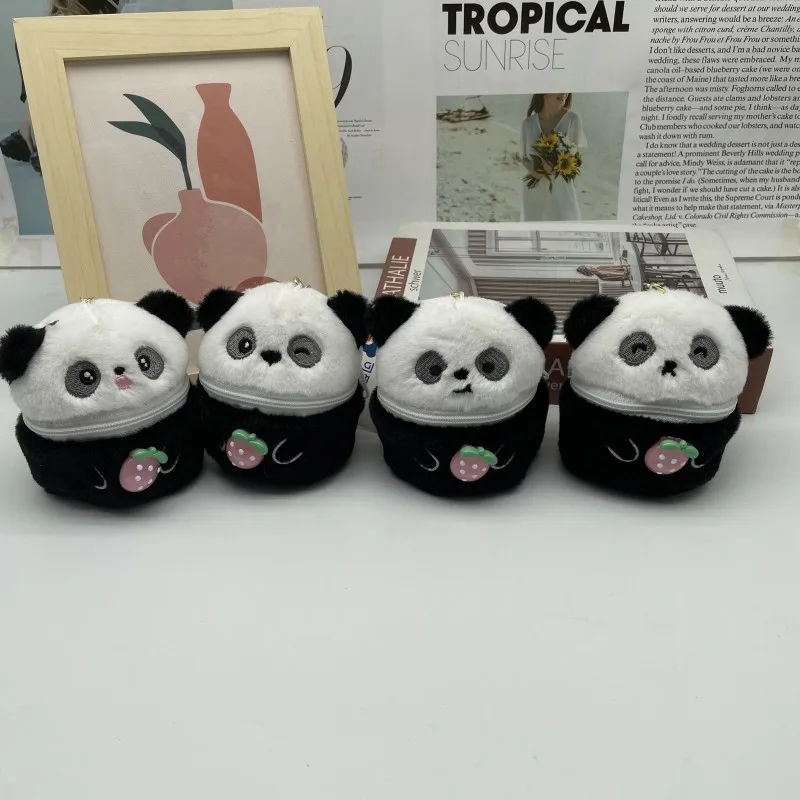 

Новый милый черный и белый ящик для хранения в виде панды, плюшевая креативная кукла, брелок, гарнитура, помада, кошелек для монет, крутая Подвеска для пары