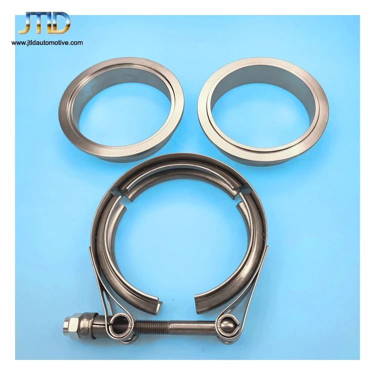 1.75" Non-Quick Release Stainless Steel V-Band Assembly Clamps with Flange Coupling 1.75 Inch Exhaust Pipe Clamp Kits