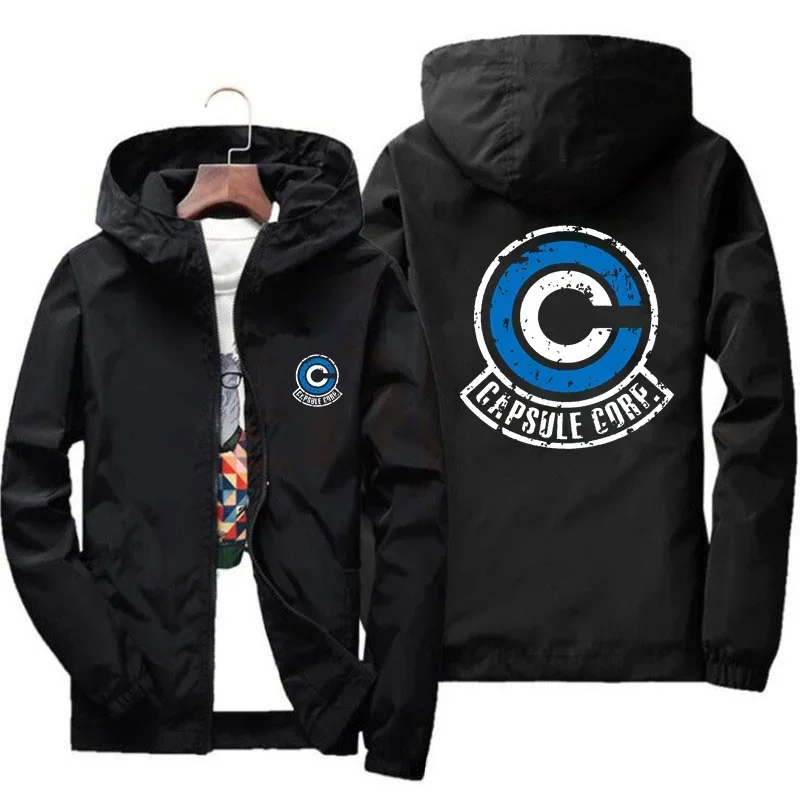 Anime Jacket Capsule Corp-Sudadera Capucha Hombre Manga Larga Abrigo Dynocaps