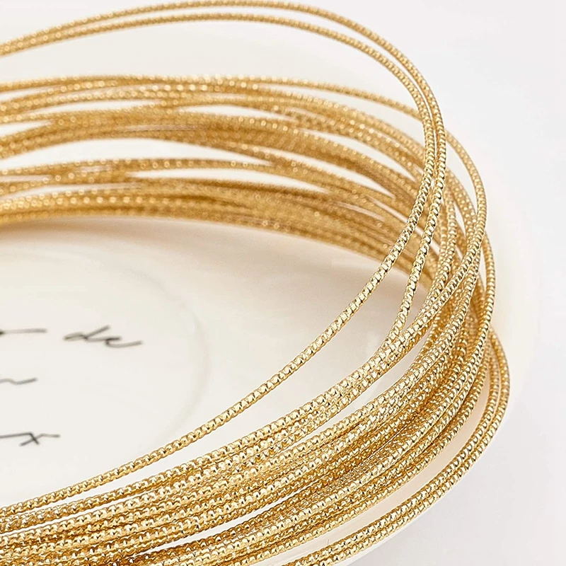 17 Gauge 33 Feet Engraved Twist Gold Wire Textured Copper Wire for Beading, Gemstone Crystal Wrapping and Jewelry Craft Work