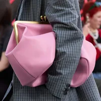 Mode grande pochette Kisslock pour femmes concepteur pince coquille femmes sacs à bandoulière de luxe en cuir Pu souple couleur rose sacs à main 1