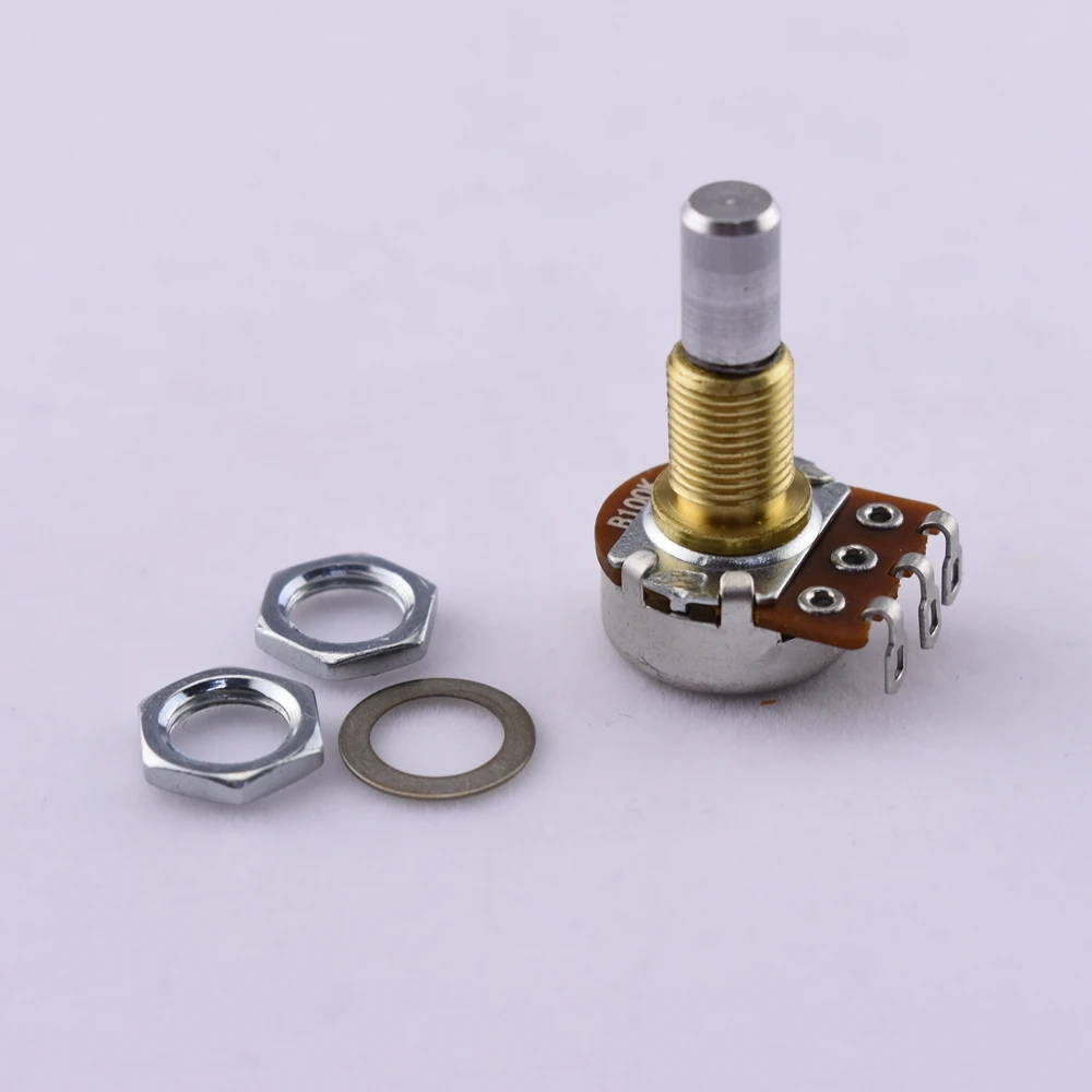1 Piece Brass Bushing Solid Shaft Balance Potentiometer(POT) With Center Detent For Electric Bass -（B50K/B100K） Made in Korea