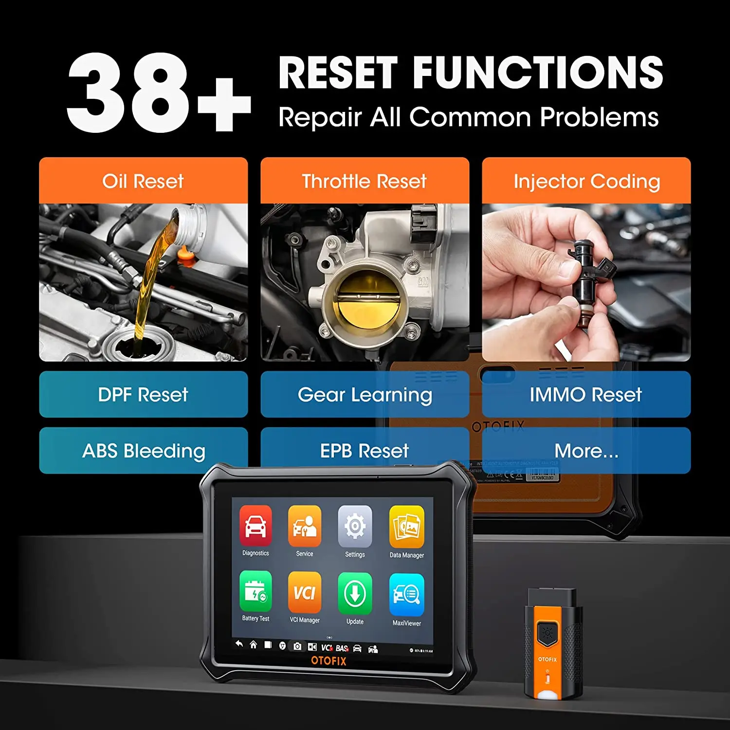 OTOFIX-Outil de diagnostic de voiture D1 Lite Bluetooth, EAU automobile bidirectionnel OBD2, 2 ans de mise à jour gratuite, test actif