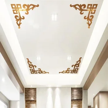 4Pcs 3D acrilico specchio adesivi angolari geometria oro camera moderna bagno Decor bordo striscia linea d'angolo decorazione della parete forniture 1