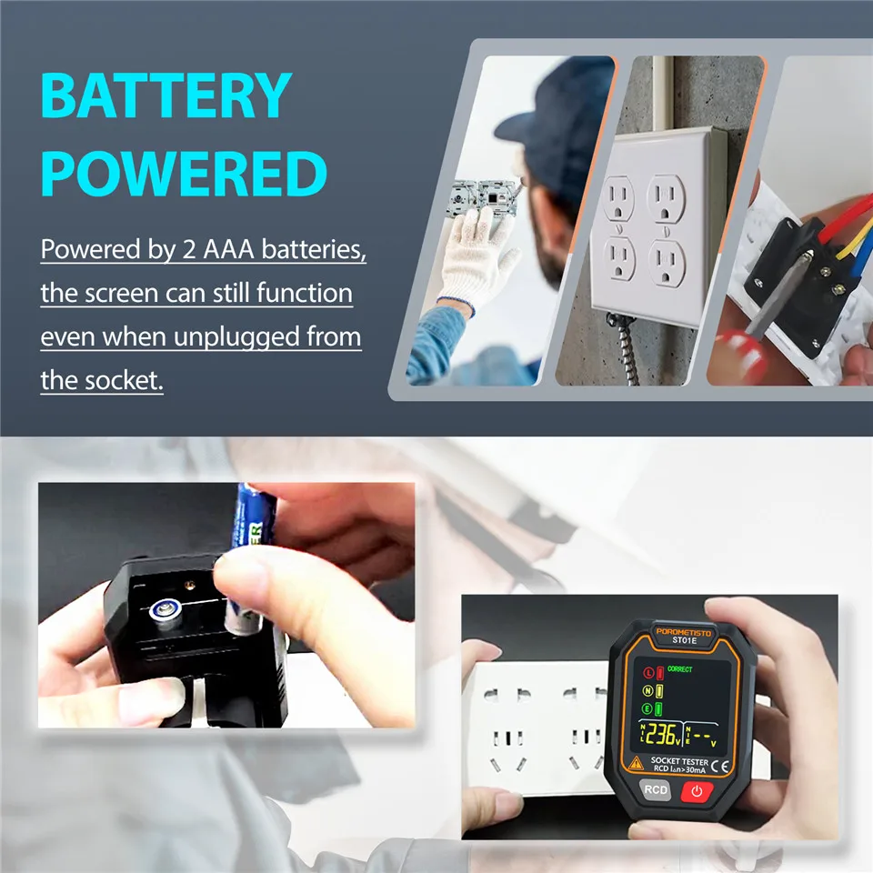 HT106E - Tester di presa elettrica multifunzionale per controllo dei guasti (spina dorsa