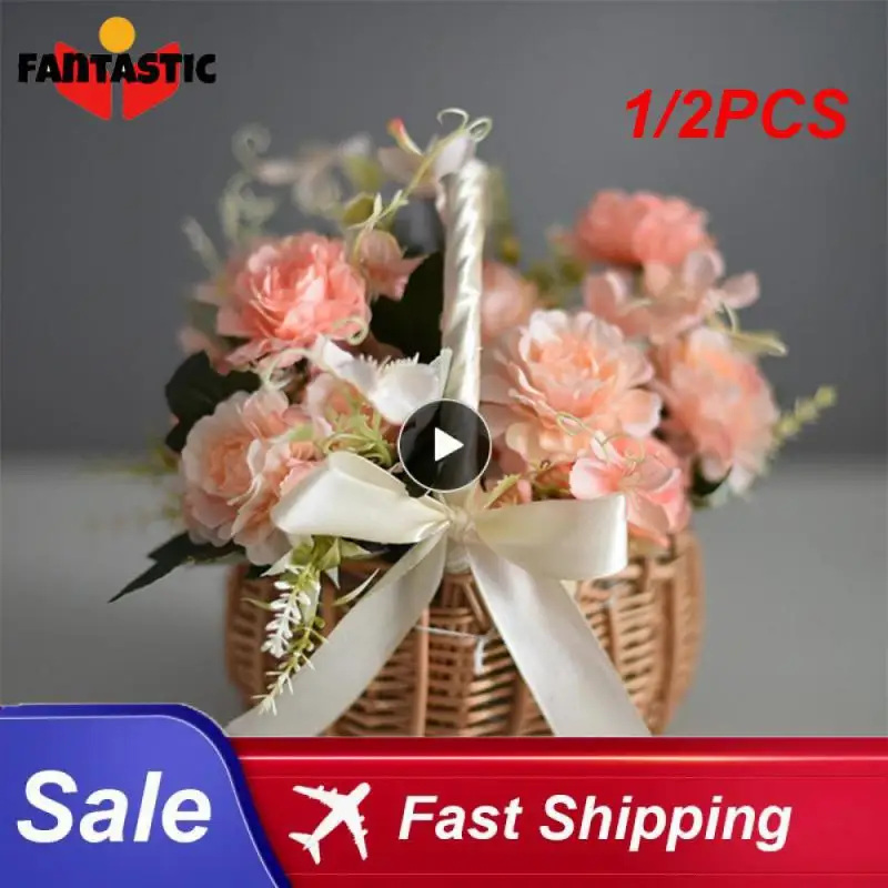 

Новинка, плетеная детская корзина с ручкой, свадебные цветочные корзины для девочек, украшение для дома и сада, цветок для свадебной вечеринки, 1/2 шт.