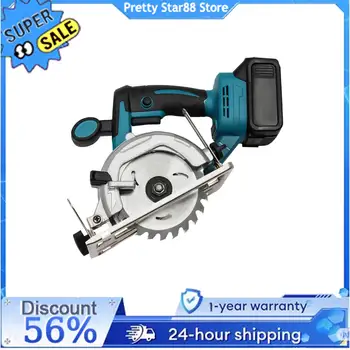 Brushless Chainsaw 0-45° Bevel Cutting Cordless Electric Circular Saw with Charger for Cutting Wood/Ceramic Tiles/Marble