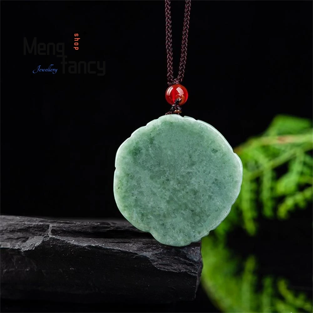 Natural A-goods Jadeite Wealth Inviting Ruyi Pixiu Icy Jade Pendant Simple Retro Mascots Fashion Jewelry Holiday Gift Souvenir