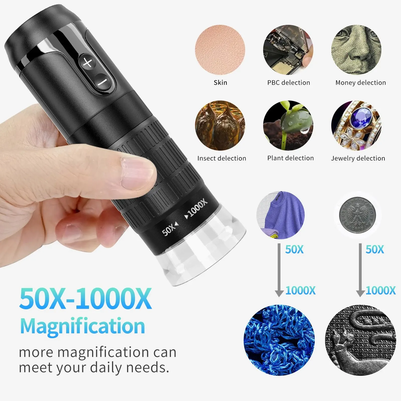 Digital Microscope Wireless Pocket Handheld USB 1000X Zoom Fixed Focus HD with LED For iPhone Android PC