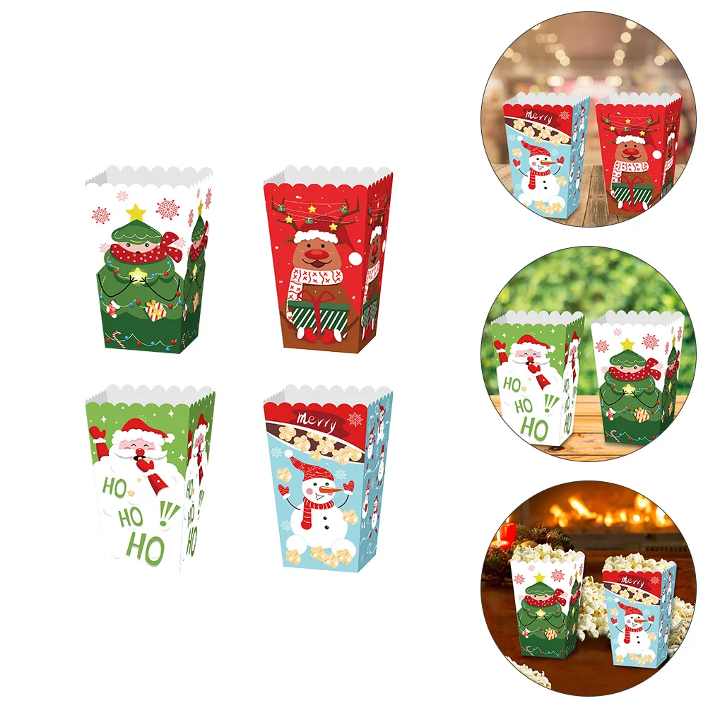 

12 Pcs Snack Box Popcorn Child Christmas Gift Boxes Container Paper Festive Storage
