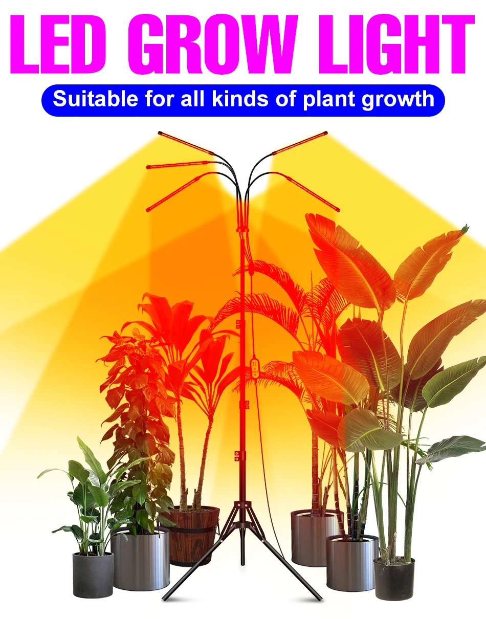 Description Picture 2 of itemLed Grow Light Phyto Lamp Plant Hydroponics Lights Greenhouse Tripod Stand Timing Dimmable Indoor Full Spectrum Flower Seedling