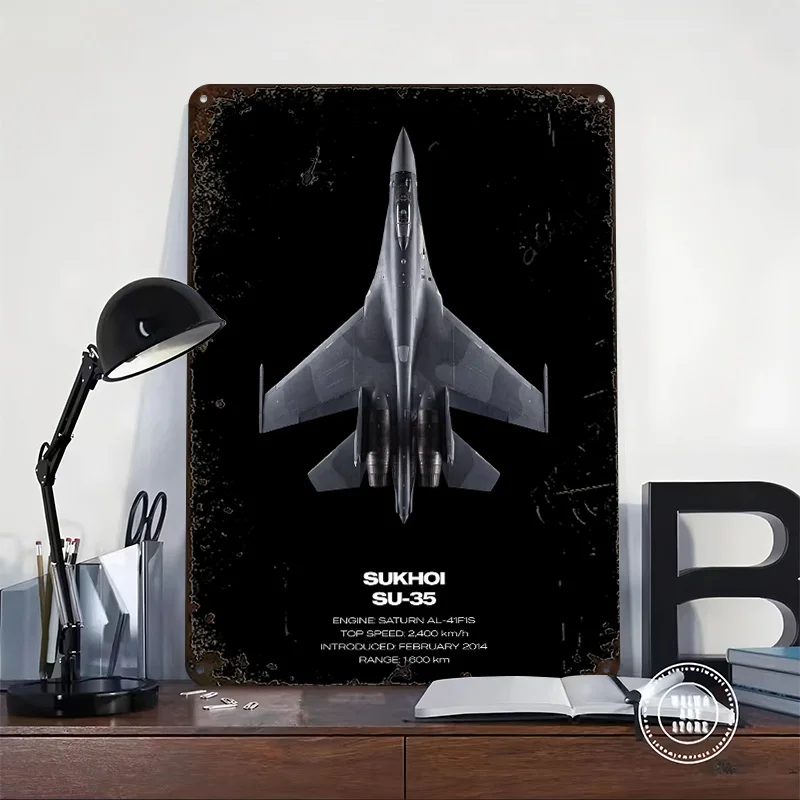 Sukhoi SU-35 전투기 맞춤형 3D 질감 금속 포스터 벽 예술 장 주석판 표시판 침실 액세서리 하우스