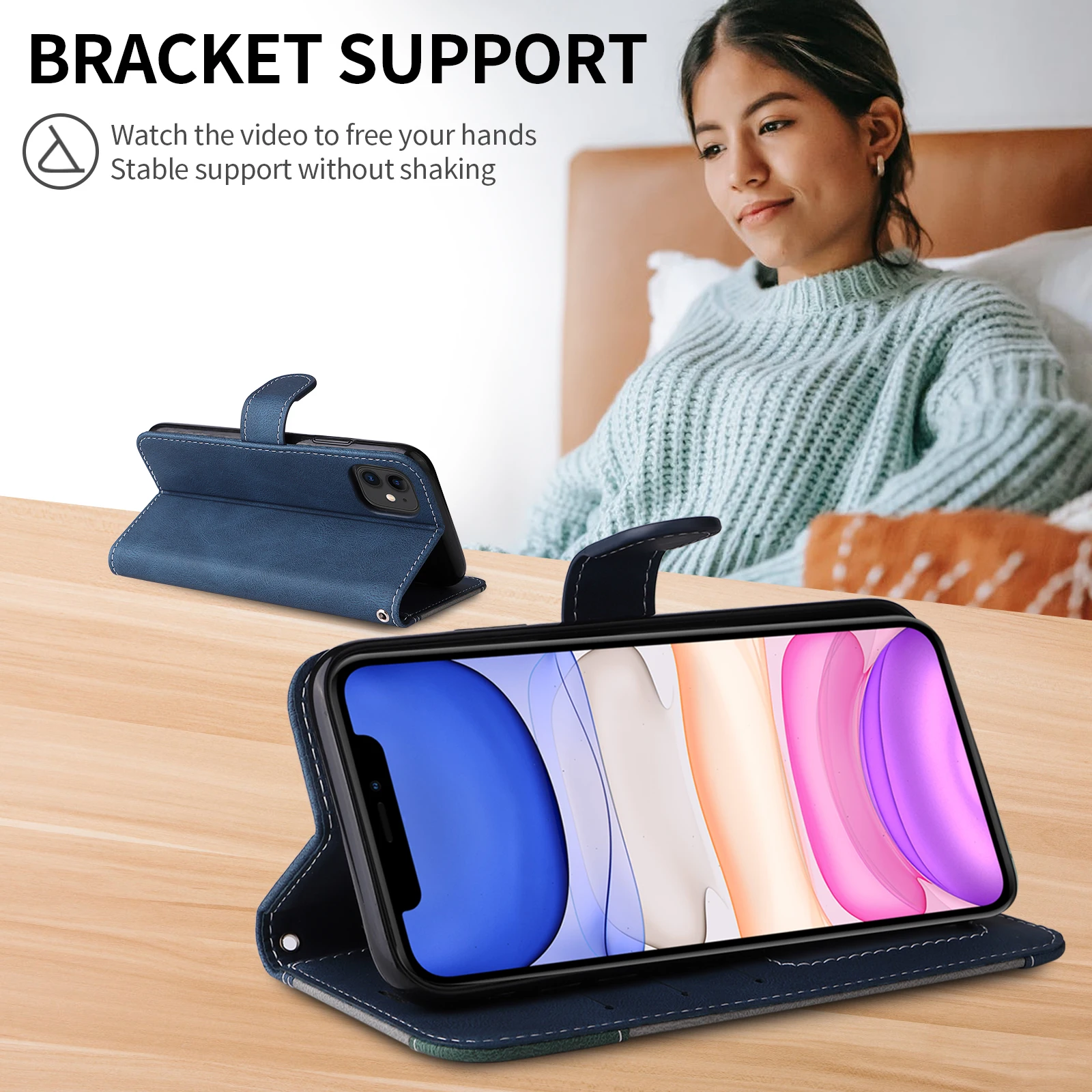 Luxury Leather Wallet Phone Case with Card Holder and Magnetic Closure