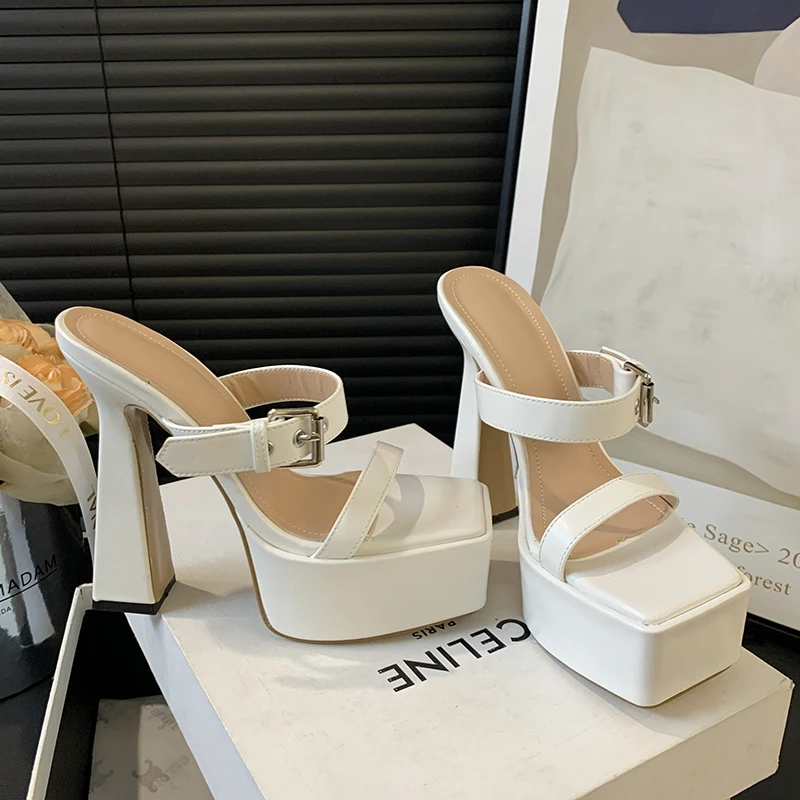 Summer Women Pumps Sandals PVC Jelly Slippers Open Toe High Heels Women Transparent Perspex Slippers Shoes Clear Sandals Crystal