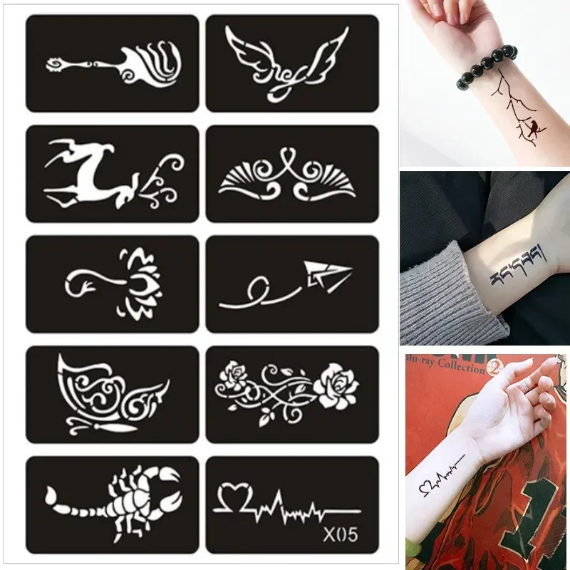 Reusable Airbrush Stencils for Fake Tattoo Body Dragon Wolf Butterfly Henna henna tattoo stencils