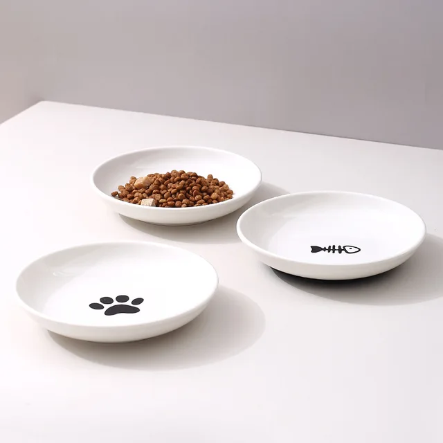 Ceramic Pet Bowl With Silicone Pad for Home Use Fish Bones Cat Claws Food Basin Non Slip Cat Dish Cat Food Tray Pet Feeder 3