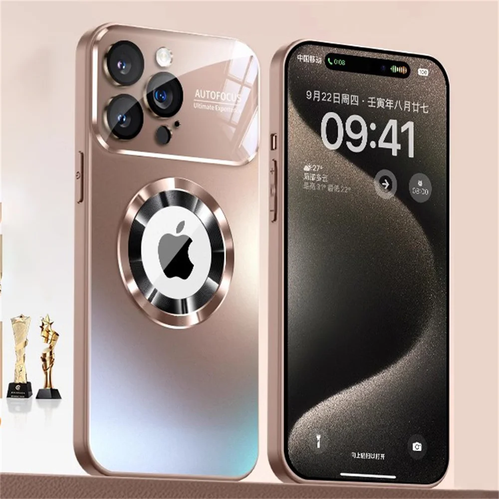 Titanium Metallic Luxury Matte Case with AG Glass Full Lens Protector Cover