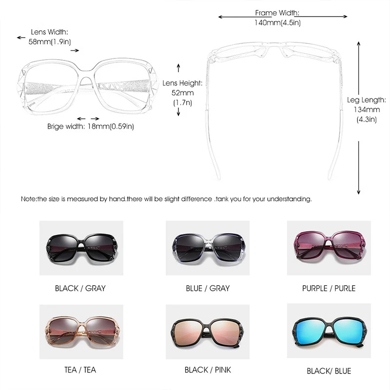 Sunglasses Sunglasses True Colors Female Leisure Polarizer Sunglasses Anti-glare Anti-vertigo Vacation Sunglasses Strong Impact