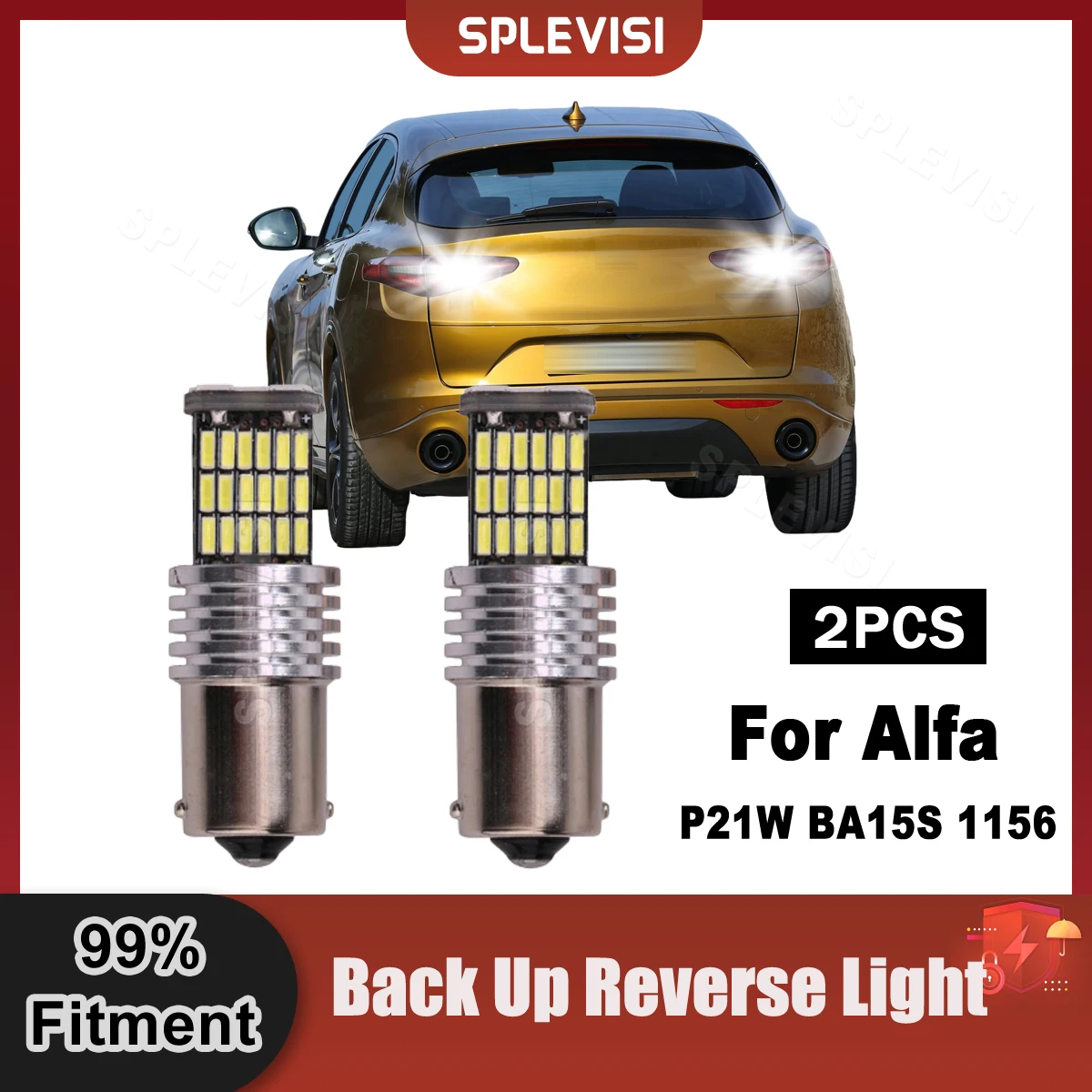 

2X LED Reverse Light P21W BA15S 1156 Canbus Backup Lamp 6000K 12V For Alfa Romeo 145 146 147 156 166 159 GTV Spider Brera Mito