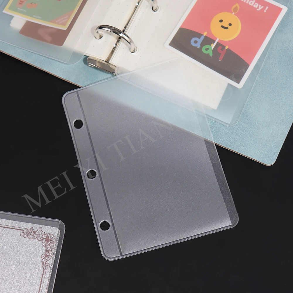 12pcs A5 A6 A7 Mini Side Open PVC Envelope Pouch Loose Leaf Binder Pocket Photo File Card Bag Binder Pockets pvc binder pockets