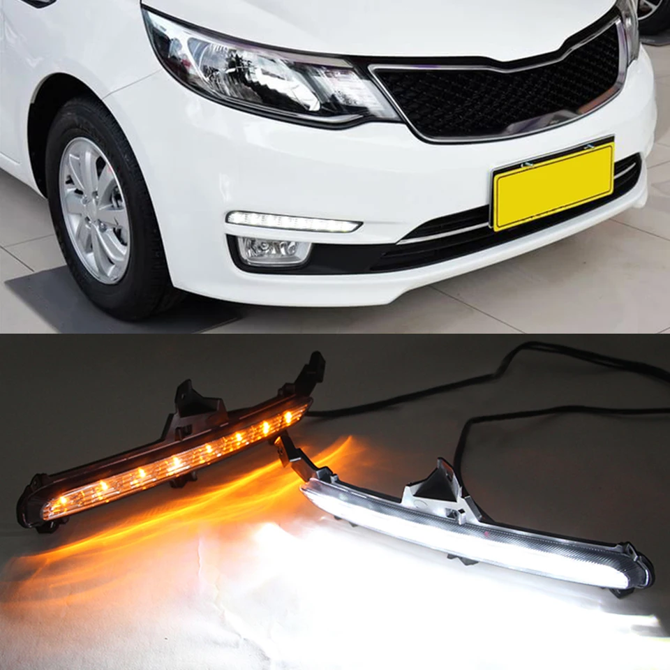 適用: 起亜 リオ K2 2017 2018 イエロー チューニング シグナル スタイル リレー 防水 ABS DRL 12V LED デイタイムランニングライト デイライト AL-HH-1511 AL 適用: 起亜 リオ K2 2017 2018 イエロー チューニング シグナル