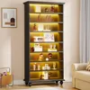 69-Inch Tall Bookcase with LED Lighting, Modern 9-Tier Freestanding Bookshelf with Solid Wood Legs, Wooden Open Display Shelf 1