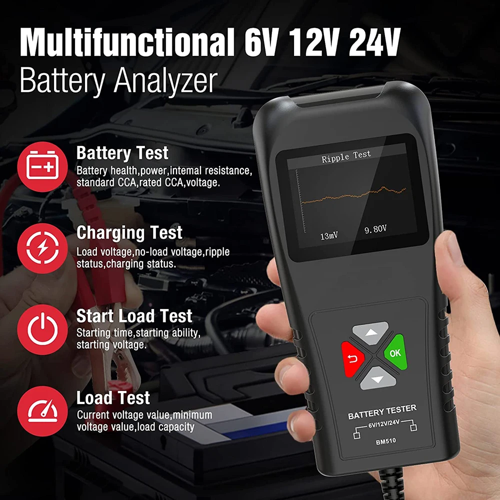 Car Truck Battery Analyzer 6v 12v 24v 1002000 Cca Car Motorcycle Voltage Check Charging Test