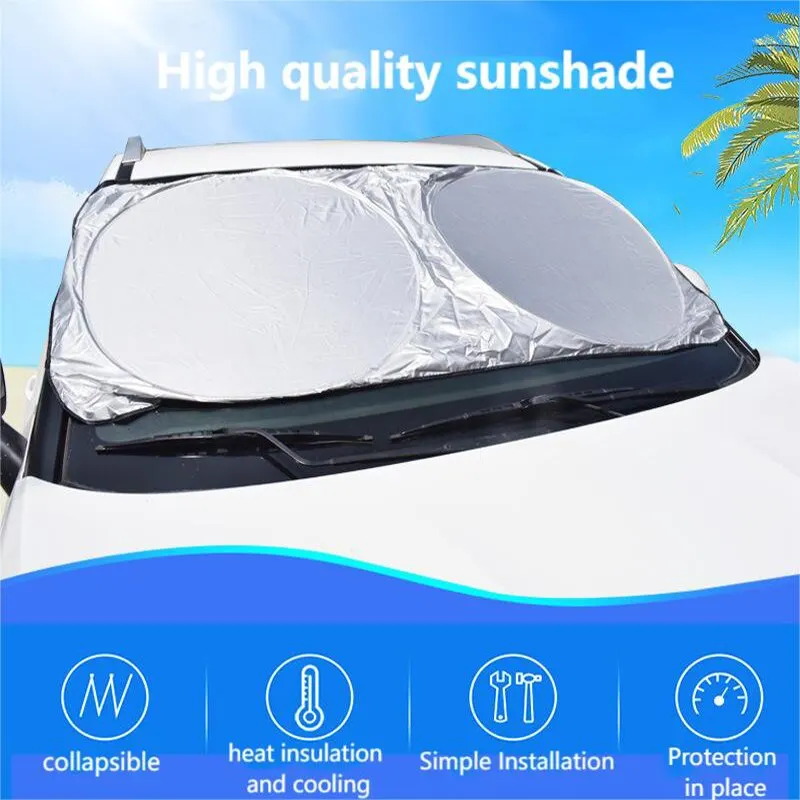 CarCarPaintSilverDoubleCircleFoldableStorageSunshadeSunscreenCarWindshieldCover