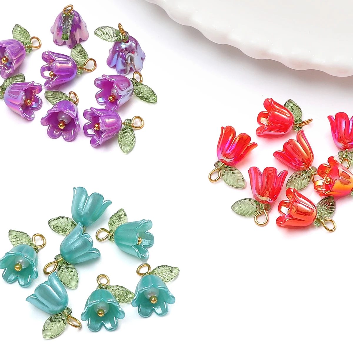 Colored Plated Flower Bud Beads