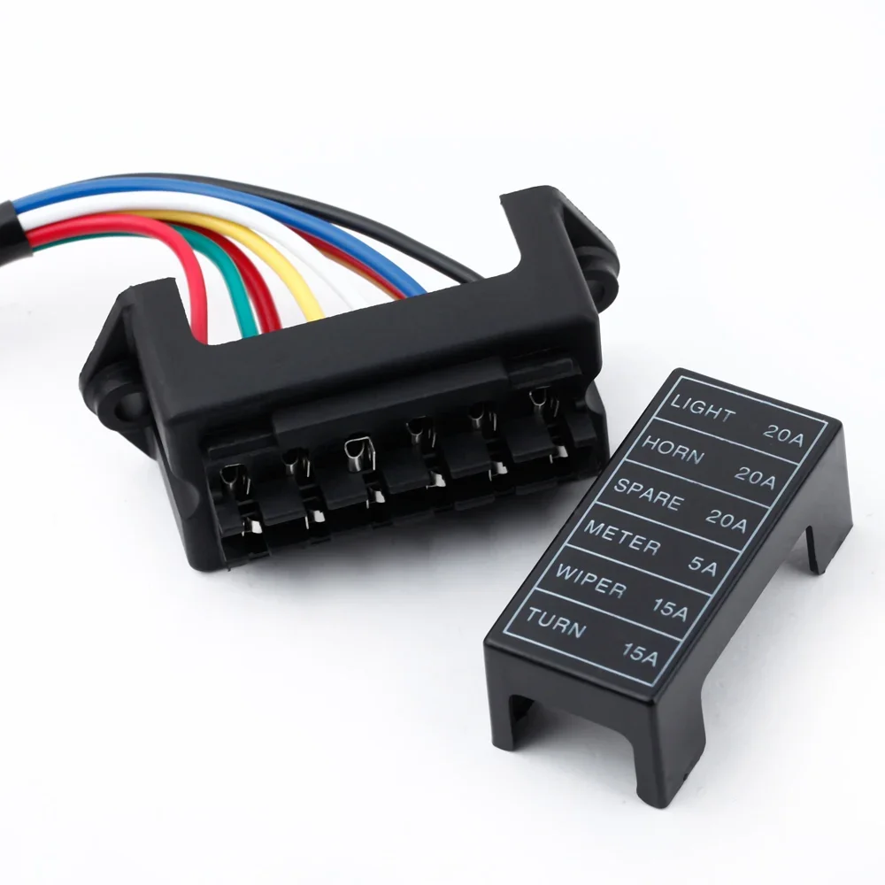 6 Way DC32V Circuit Car Trailer Auto Blade Fuse Box Block Holder ATC ATO 2-input 6-output Wire Fuse Box for Bus Ship Tanker