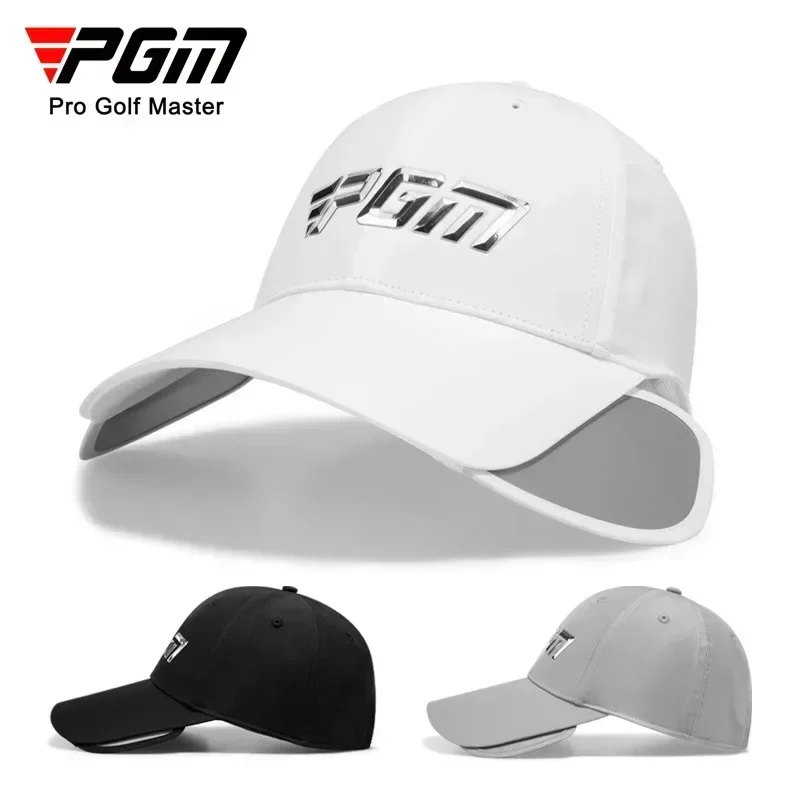 PGM Men Full-face Sun Protection Golf Caps Male Breathable Retractable Brim Visor Men Sweat-absorbing Baseball Hat Hiking Caps