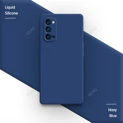 Premium Silicone Soft Square Phone Case - Liquid Silicone, High-Quality Protection for OPPO Reno4 Pro 5G (Navy Blue)