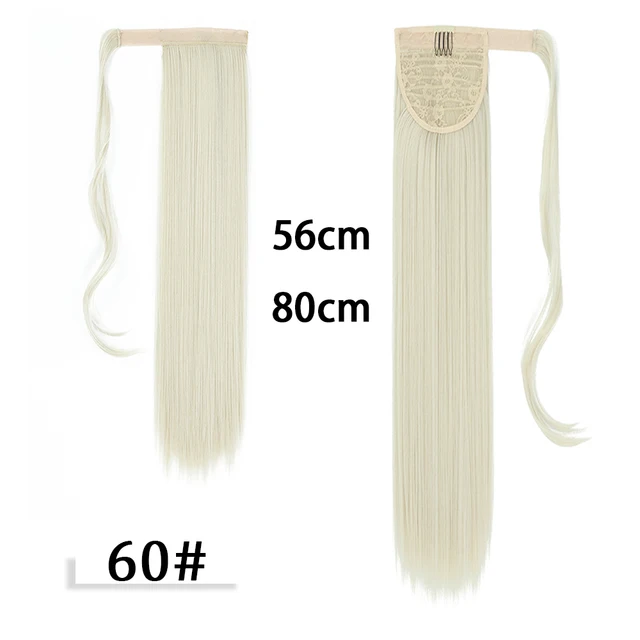 My-Diva Long Straight Heat Resistant Synthetic Ponytail Hair Extension Wrap Around  Fake Hair Clip In Brown Pony Tail 60